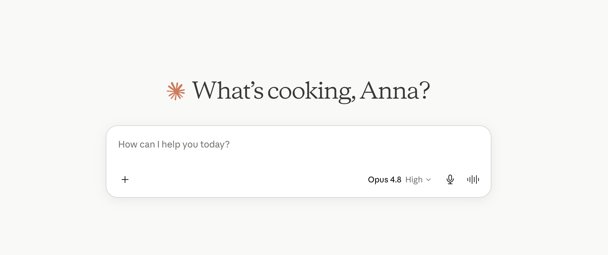 Рабочее окно Claude: What's cooking, Anna?